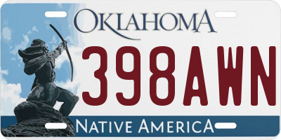 OK license plate 398AWN