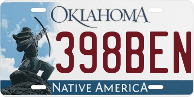 OK license plate 398BEN
