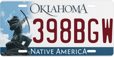 OK license plate 398BGW