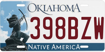 OK license plate 398BZW