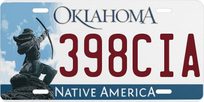 OK license plate 398CIA