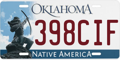 OK license plate 398CIF
