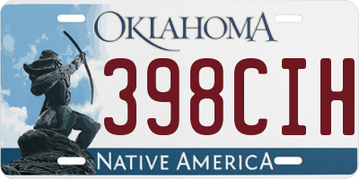 OK license plate 398CIH