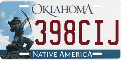 OK license plate 398CIJ