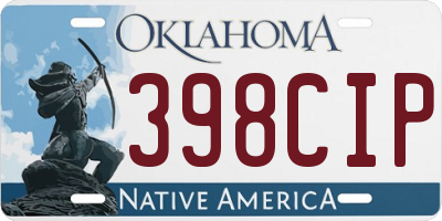 OK license plate 398CIP