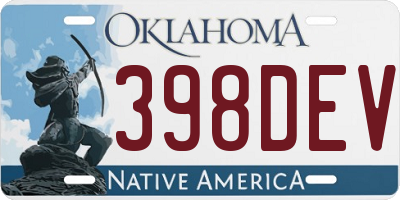 OK license plate 398DEV