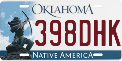 OK license plate 398DHK