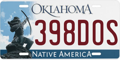 OK license plate 398DOS