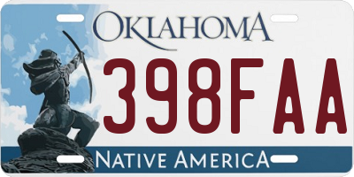 OK license plate 398FAA