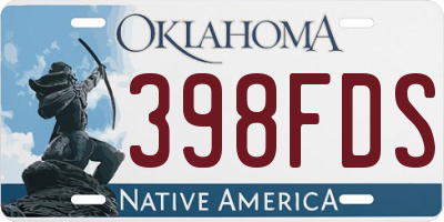 OK license plate 398FDS