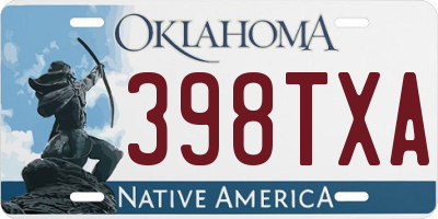 OK license plate 398TXA