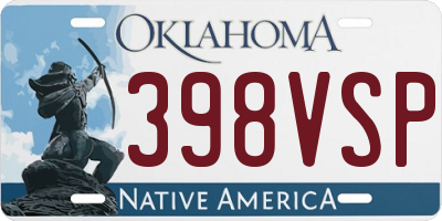 OK license plate 398VSP