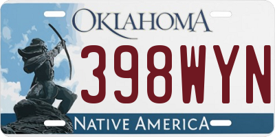 OK license plate 398WYN