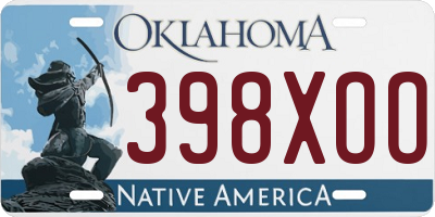 OK license plate 398XOO