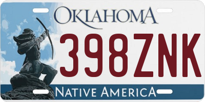 OK license plate 398ZNK