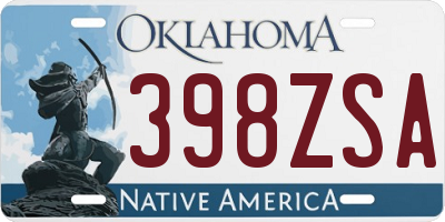 OK license plate 398ZSA