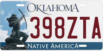 OK license plate 398ZTA
