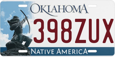 OK license plate 398ZUX