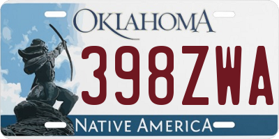OK license plate 398ZWA