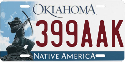 OK license plate 399AAK