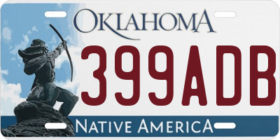 OK license plate 399ADB