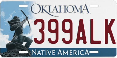 OK license plate 399ALK