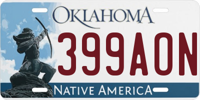 OK license plate 399AON