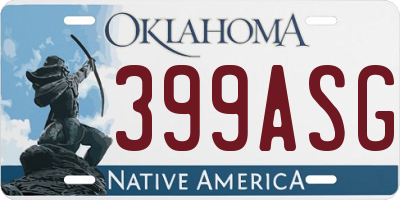 OK license plate 399ASG