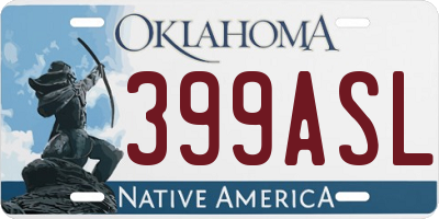 OK license plate 399ASL