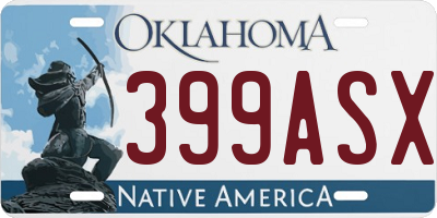 OK license plate 399ASX