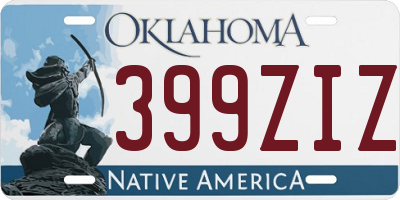 OK license plate 399ZIZ