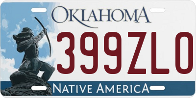 OK license plate 399ZLO