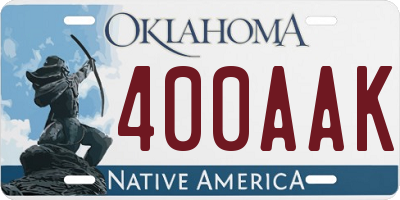 OK license plate 400AAK