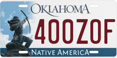 OK license plate 400ZOF