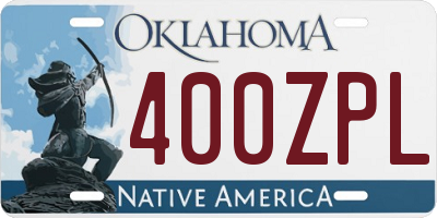 OK license plate 400ZPL