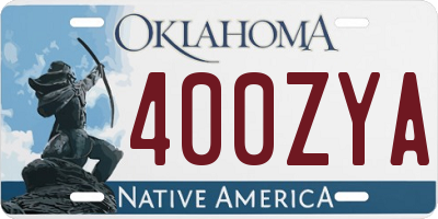 OK license plate 400ZYA