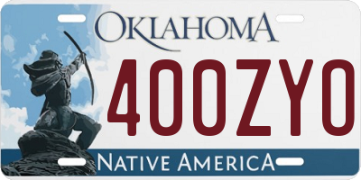 OK license plate 400ZYO