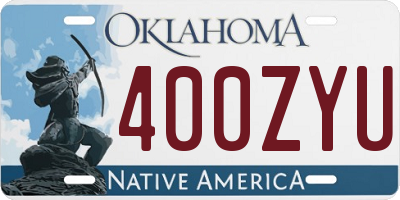 OK license plate 400ZYU