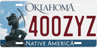 OK license plate 400ZYZ