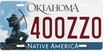 OK license plate 400ZZO
