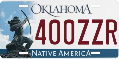 OK license plate 400ZZR