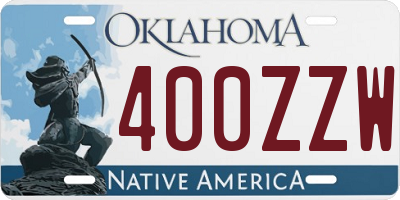 OK license plate 400ZZW