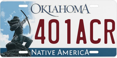 OK license plate 401ACR