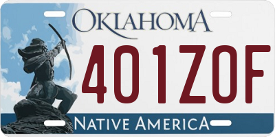 OK license plate 401ZOF