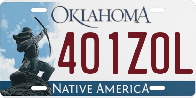 OK license plate 401ZOL