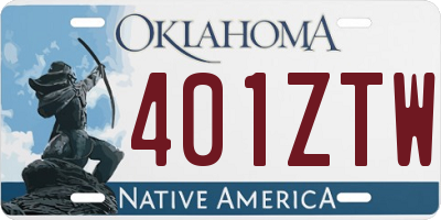 OK license plate 401ZTW