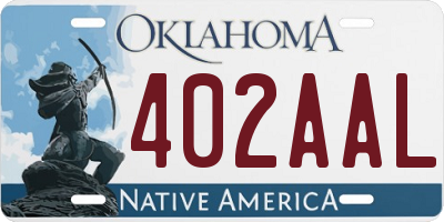 OK license plate 402AAL