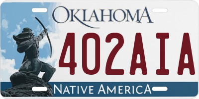 OK license plate 402AIA