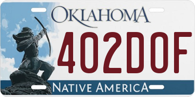 OK license plate 402DOF