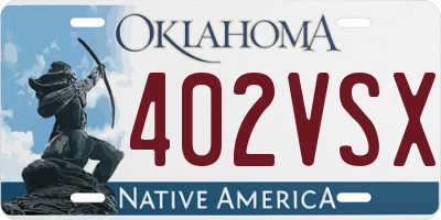 OK license plate 402VSX